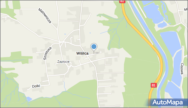 Wiślica gmina Skoczów, Gędzica, mapa Wiślica gmina Skoczów