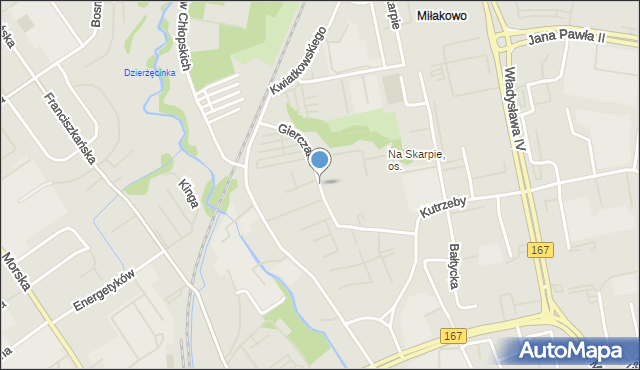 Koszalin, Gierczak Emilii, mapa Koszalina