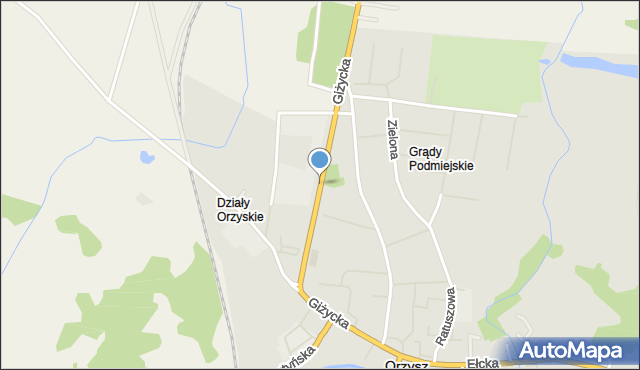 Orzysz, Giżycka, mapa Orzysz