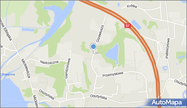 Ostróda, Gizewiusza Gustawa, mapa Ostróda