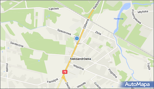 Aleksandrówka gmina Kozienice, Główna, mapa Aleksandrówka gmina Kozienice