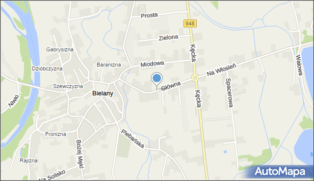 Bielany gmina Kęty, Główna, mapa Bielany gmina Kęty