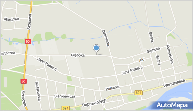 Brok powiat ostrowski, Głęboka, mapa Brok powiat ostrowski