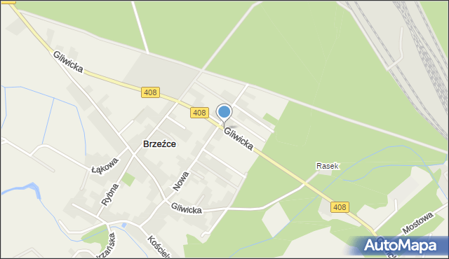 Brzeźce gmina Bierawa, Gliwicka, mapa Brzeźce gmina Bierawa