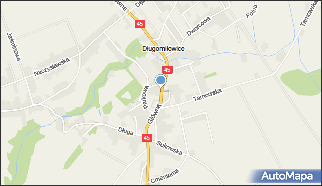 Długomiłowice, Główna, mapa Długomiłowice