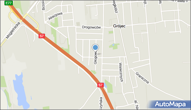 Grójec, Głogowa, mapa Grójec