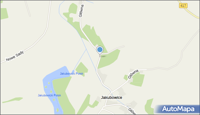 Jakubowice gmina Pawłowiczki, Główna, mapa Jakubowice gmina Pawłowiczki