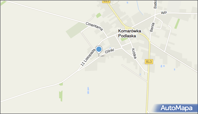 Komarówka Podlaska, Glinki, mapa Komarówka Podlaska