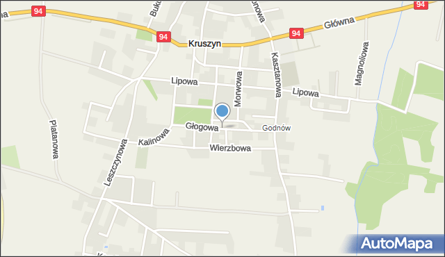 Kruszyn gmina Bolesławiec, Głogowa, mapa Kruszyn gmina Bolesławiec