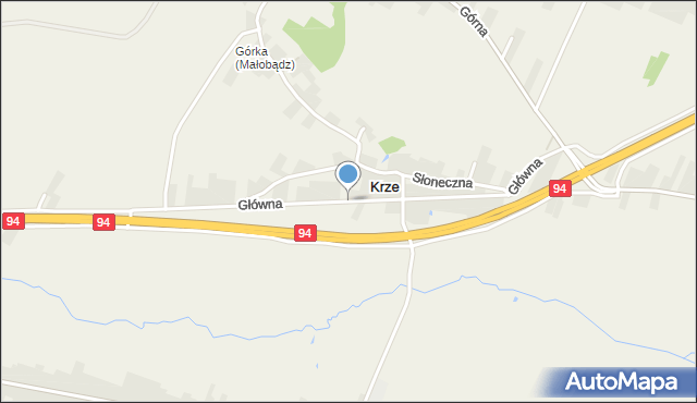 Krze, Główna, mapa Krze