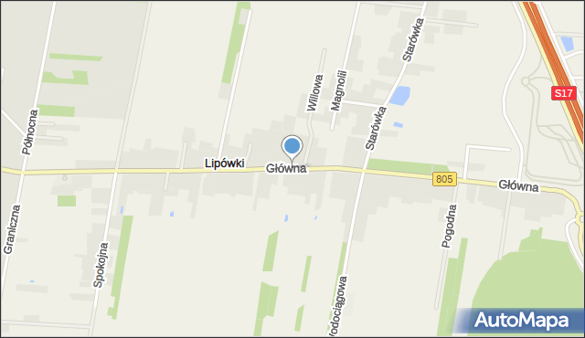 Lipówki gmina Pilawa, Główna, mapa Lipówki gmina Pilawa
