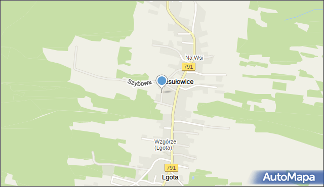 Niesułowice gmina Olkusz, Głębowiec, mapa Niesułowice gmina Olkusz