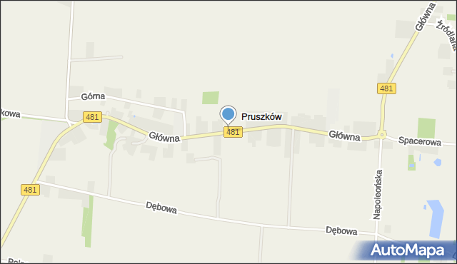 Pruszków gmina Sędziejowice, Główna, mapa Pruszków gmina Sędziejowice