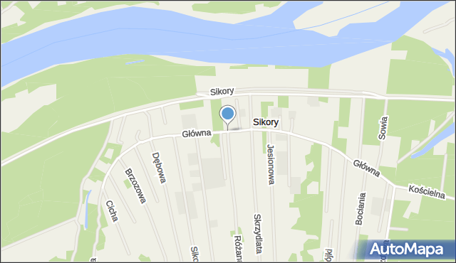 Sikory gmina Wieliszew, Główna, mapa Sikory gmina Wieliszew