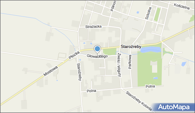 Staroźreby, Głowackiego, mapa Staroźreby