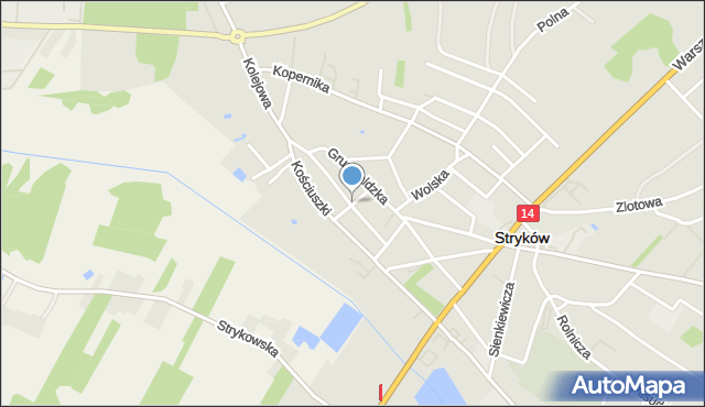 Stryków powiat zgierski, Głowackiego Wojciecha, mapa Stryków powiat zgierski