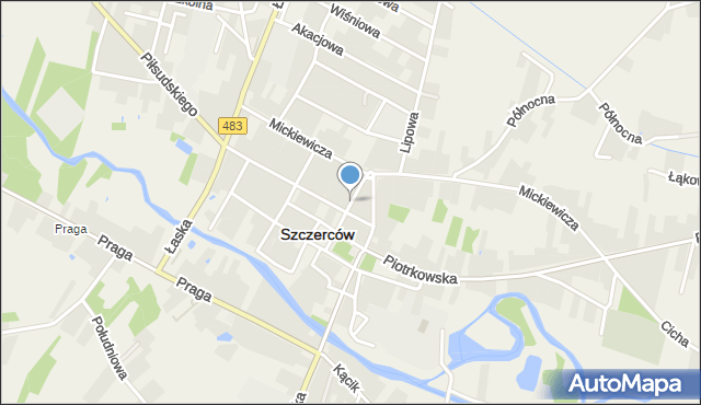 Szczerców, Głowackiego, mapa Szczerców