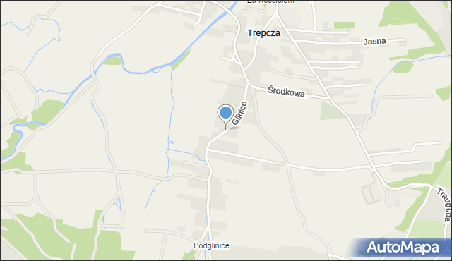 Trepcza, Glinice, mapa Trepcza