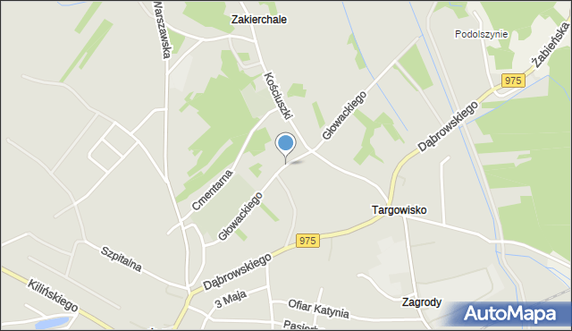 Żabno powiat tarnowski, Głowackiego, mapa Żabno powiat tarnowski