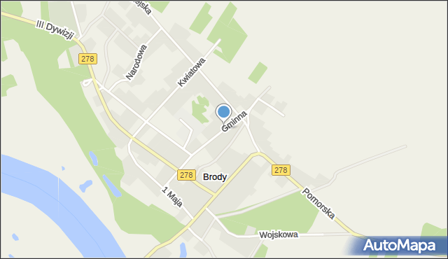 Brody gmina Sulechów, Gminna, mapa Brody gmina Sulechów