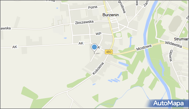 Burzenin, Górzysta, mapa Burzenin