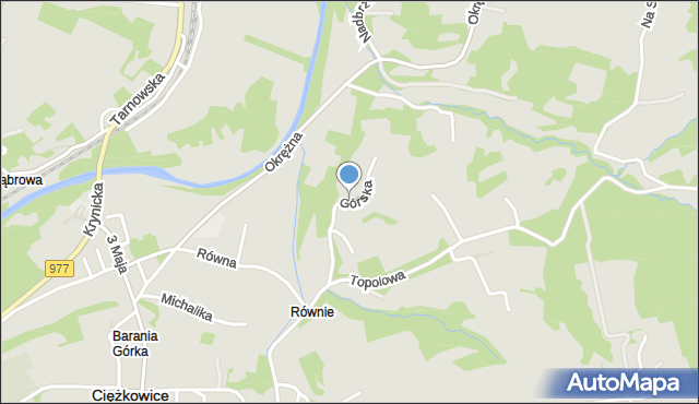 Ciężkowice powiat tarnowski, Górska, mapa Ciężkowice powiat tarnowski