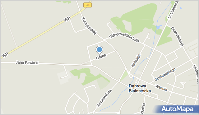 Dąbrowa Białostocka, Górna, mapa Dąbrowa Białostocka