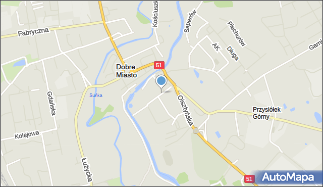 Dobre Miasto, Górna, mapa Dobre Miasto