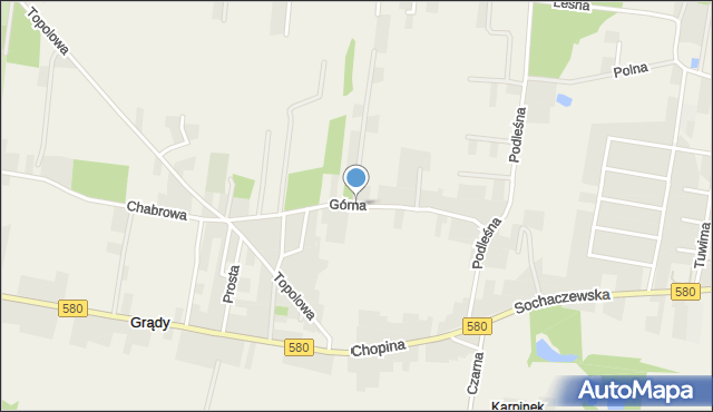 Grądy gmina Leszno, Górna, mapa Grądy gmina Leszno