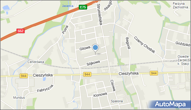Jasienica powiat bielski, Gołębiowa, mapa Jasienica powiat bielski