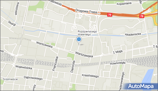 Katowice, Górnicza, mapa Katowic