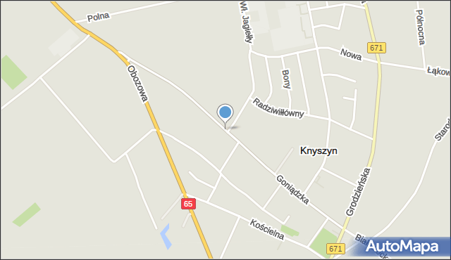 Knyszyn powiat moniecki, Goniądzka, mapa Knyszyn powiat moniecki