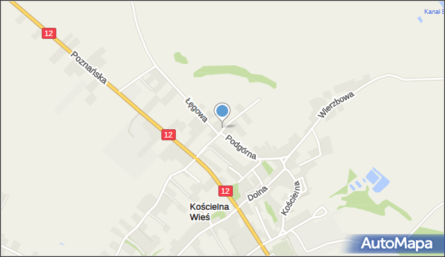 Kościelna Wieś gmina Gołuchów, Górna, mapa Kościelna Wieś gmina Gołuchów