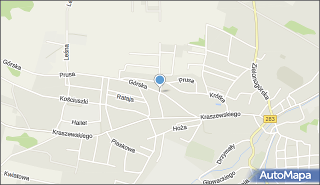 Kożuchów powiat nowosolski, Górska, mapa Kożuchów powiat nowosolski