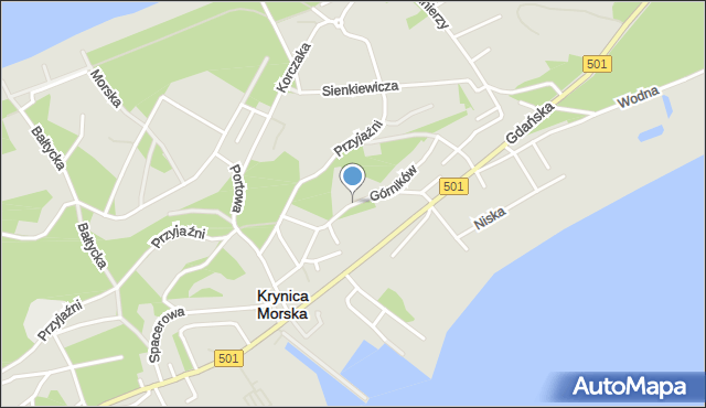 Krynica Morska, Górników, mapa Krynica Morska