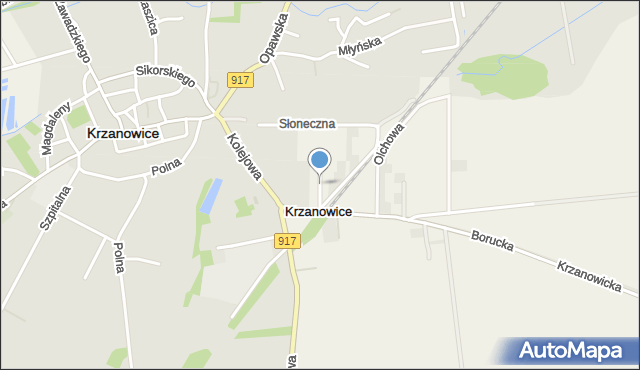 Krzanowice powiat raciborski, Górna, mapa Krzanowice powiat raciborski