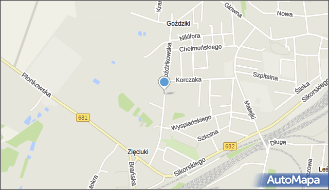 Łapy, Goździkowska, mapa Łapy