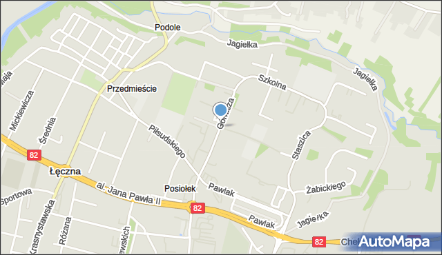 Łęczna, Górnicza, mapa Łęczna