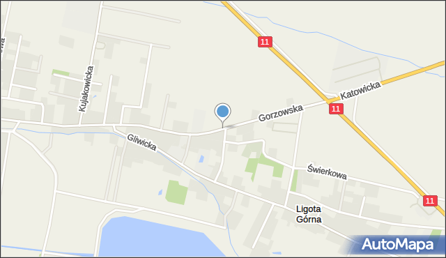 Ligota Górna gmina Kluczbork, Gorzowska, mapa Ligota Górna gmina Kluczbork