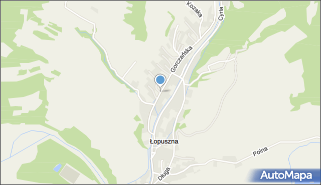 Łopuszna, Gorczańska, mapa Łopuszna