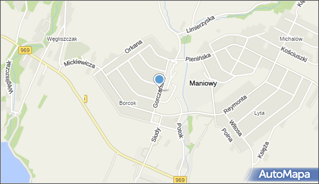 Maniowy, Gorczańska, mapa Maniowy