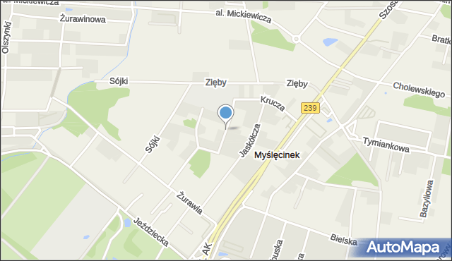 Myślęcinek, Gołębia, mapa Myślęcinek