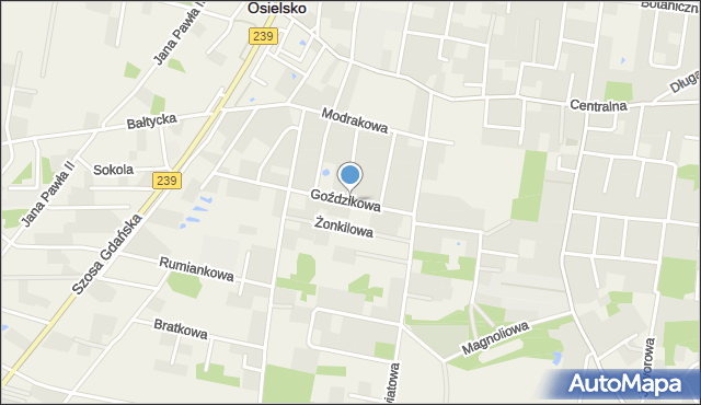 Osielsko, Goździkowa, mapa Osielsko