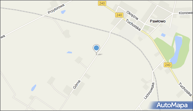 Pawłowo gmina Chojnice, Górna, mapa Pawłowo gmina Chojnice