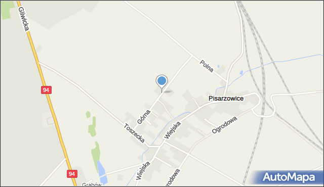 Pisarzowice gmina Toszek, Górna, mapa Pisarzowice gmina Toszek