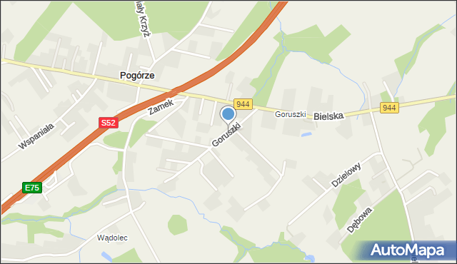 Pogórze gmina Skoczów, Goruszki, mapa Pogórze gmina Skoczów