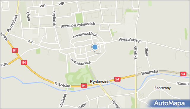 Pyskowice powiat gliwicki, Górnicza, mapa Pyskowice powiat gliwicki