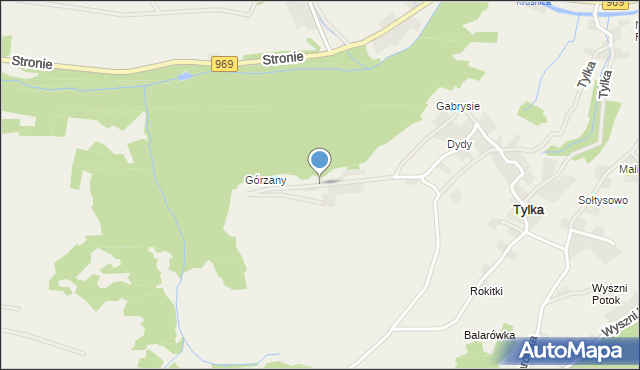 Tylka, Górzany, mapa Tylka