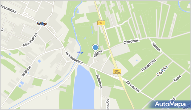 Wilga, Górna, mapa Wilga