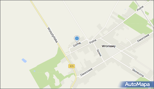 Wroniawy gmina Wolsztyn, Górna, mapa Wroniawy gmina Wolsztyn